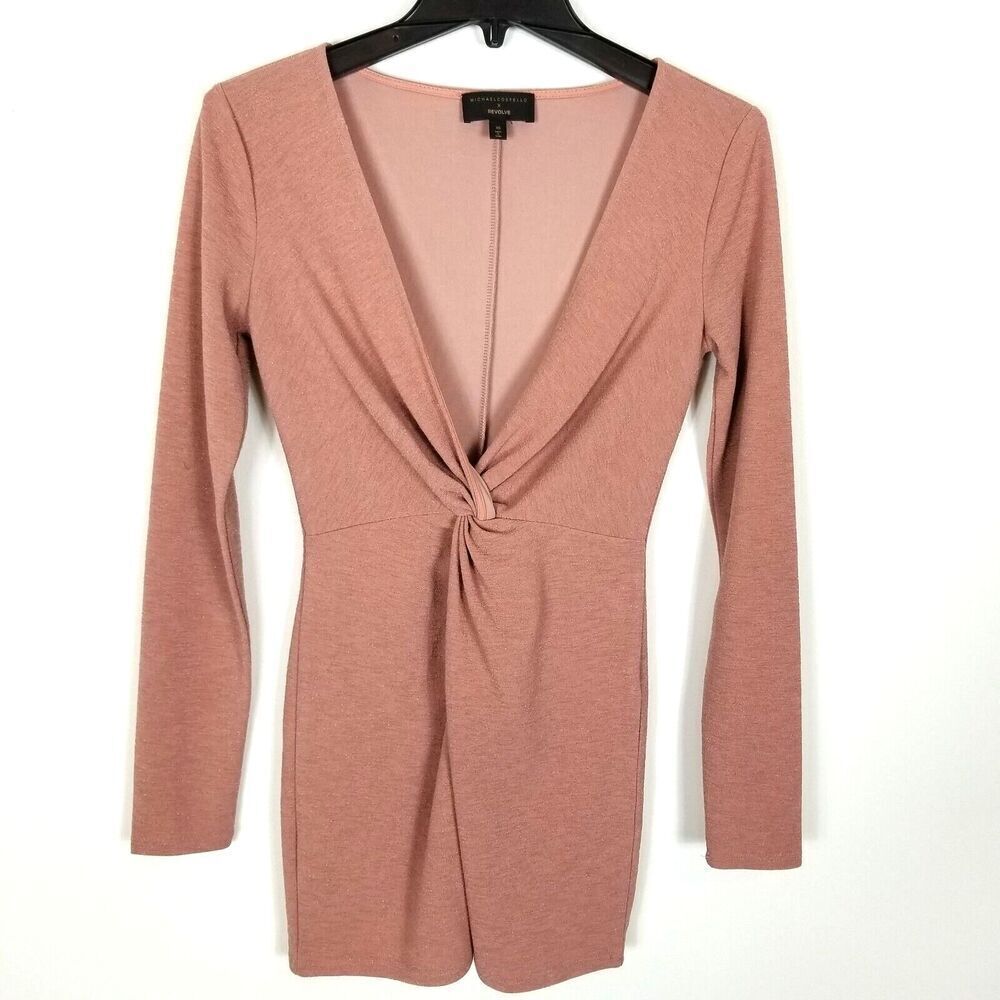 Michael Costello X‎ Revolve Marlene Dress Women Size XS  Blush Mini Twist Front